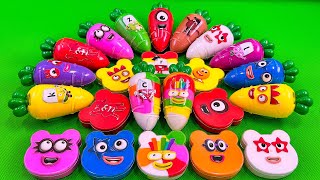 Rainbows SLIME 🌈 Hunting Numberblocks in Rainbow Carrot Flower Shapes Colorful Satisfying ASMR [upl. by Koetke]