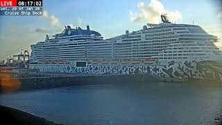 Швартовка круизного лайнера MSC Eurabia Эурибия  Mooring of the MSC Euribia cruise ship [upl. by Rome163]