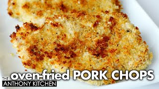 Crispy OVENFRIED Pork Chops  Less Oil Same Crunch KidApproved [upl. by Eryt]