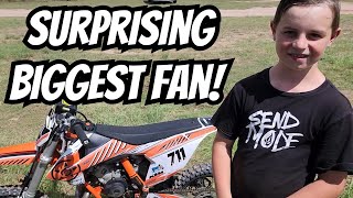 Surprising One Of My Biggest Fans Dirt Bike Birthday PARTY [upl. by Trepur460]