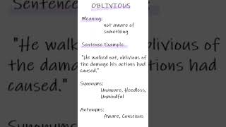 Oblivious Meaning  Improve Your Vocabulary  Daily English Words with Sentences [upl. by Fredie]