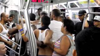 SUBWAY FIGHTS Ghetto chick fight on NYC subway train [upl. by Nicolis]