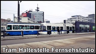 Tram Haltestelle Fernsehstudio SRF beim Glattpark Opfikon [upl. by Giralda]