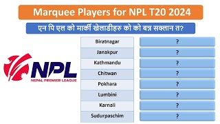 NPL 2024 Marquee Players  Who can be the 8 Marquee Players for Nepal Premier League 2024 Teams [upl. by Neeloj]