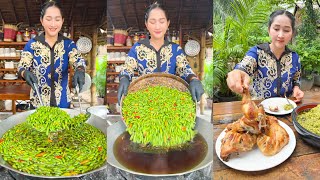 quot Green Chili Spicy Cooking Chicken Drumstick Eating quot Mommy Chef Sros cook Green Chili and Eat [upl. by Edivad140]