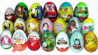 20 Surprise Eggs Zaini Cars 2 Kinder Surprise Spongebob Kinder Joy [upl. by Thurman]