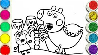 Dibuja Y Colorea A Peppa Pig Y Dinosaurio George Pig 🐷🦖 Dibujos Para Niños [upl. by Eenor]