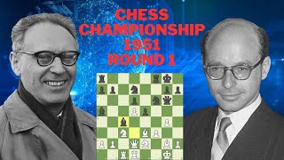 FIDE world chess championship 1951 round 1  Mikhail Botvinnik vs David Bronstein [upl. by Lerrad]