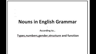 Nouns in English grammarenglish englishgrammar nounsinEnglishgrammar [upl. by Imotih274]