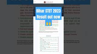 Bihar Special TET BSSTET 2023 Result out now🙌 [upl. by Ecikram]