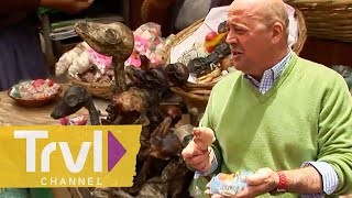 Gobbling Pigs Feet in Bolivian Witches Market  Bizarre Foods With Andrew Zimmern  Travel Channel [upl. by Lorsung]