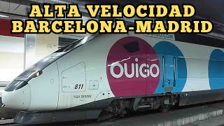 OUIGO Barcelona a Madrid con parada en Zaragoza Tren francés Alstom de dos pisos [upl. by Enitsirhc]