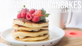 RECEPT American Pancakes met chocoladepasta amp banaan  OhMyFoodness [upl. by Vaientina699]