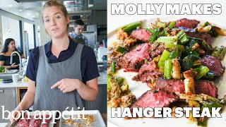 Molly Makes Hanger Steak with Charred Scallion Sauce  From the Test Kitchen  Bon Appétit [upl. by Coryden789]