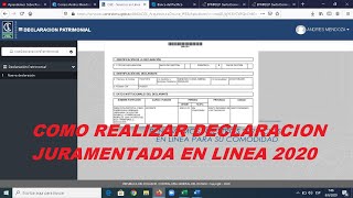 COMO REALIZAR DECLARACIÓN JURAMENTADA EN LÍNEA 2020 [upl. by Brenden]