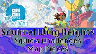 OlliOlli World Finding The Flowzone DLC  Squirrel Wing Heights Squids Challenges  Map Pieces [upl. by Alodie]