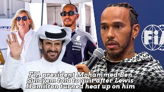 FIA president Mohammed Ben Sulayem told to quit after Lewis Hamilton turned the heat up on him🔥 [upl. by Shatzer]