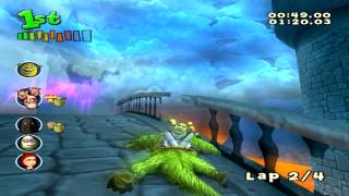 Shrek Smash n Crash Racing PS2 walkthrough  Dragons Lair [upl. by Nottus]