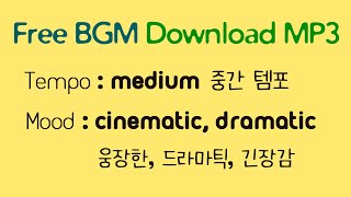 Free BGM 018 background music free download 무료 브금 cinematic dramatic 웅장한 긴장감있는 배경음악 무료 mp3 다운로드 [upl. by Nurse]