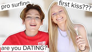 Doing my boy friends makeup while answering awkward questions [upl. by Ahsitil371]