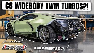 Twin Turbo Widebody C8 Corvette from SEMA 2023 gets more UPGRADES at Huron Speed [upl. by Darci]