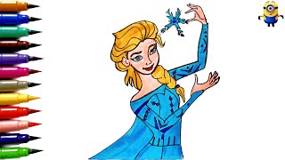 Elsa Princess Drawing  How To Draw Frozen For Kids Toddlers  Frozen Drawing [upl. by Nivrek932]