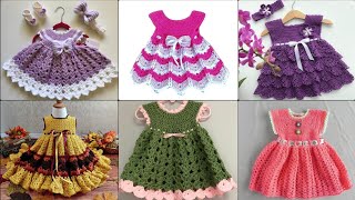 so beautiful amp elegant crochet baby frocksfrilly frocks for baby girls crochet handmadeknitting [upl. by Roselyn80]