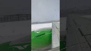 Takeoff in an Embraer 190E2 During a Snow Storm in Tromsø Norway [upl. by Notsirk]