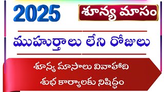 Sunya Masam Dates 2025  2025 Shunya Masam  Muhurtham Dates 2025  Bhrugu Astro [upl. by Klayman563]