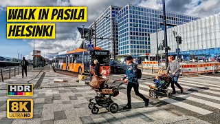 Walk in Pasila Helsinki 🇫🇮 New modern residential area ☀️ 8K Ultra HD Walk in Finland [upl. by Amatruda]