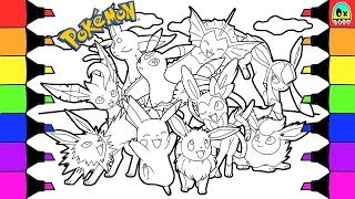 Pokémon coloring book pages for kids speed coloring Eevee evolutions [upl. by Oakes293]