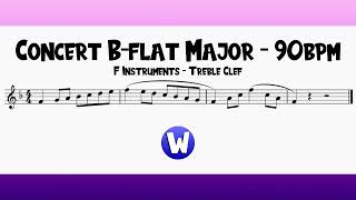 Concert Bflat Major Scale French Horn or English Horn  70120bpm [upl. by Ikairik280]