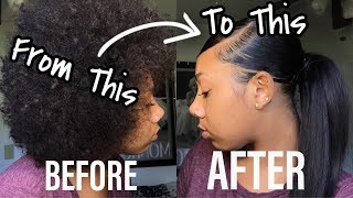 How To SLEEK LOW PONYTAIL On NATURAL HAIR 3B 3C 4A  KDiani [upl. by Zetes]