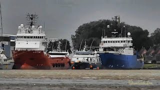 voll belegt Emden Südkai Windparkschiffe Offshore ships weather out storm occupied Service Spot [upl. by Aenneea34]