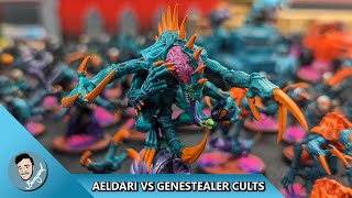 AELDARI VS GENESTEALER CULTS WARHAMMER 40000 BATTLE REPORT [upl. by Obrien]