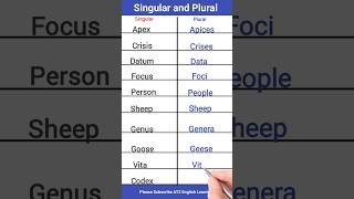 Singular and Plural part6 english singular vocabulary singularandplural grammar learn plural [upl. by Sihtam994]