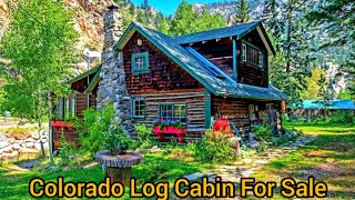 Colorado Waterfront Log Cabin For Sale  Log Cabins For Sale In Colorado  Private Hiking Trails [upl. by Ricard607]