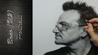 Bono U2 Portrait Drawing Realistic Ambrojordiart [upl. by Tjaden]