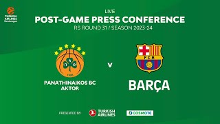 Panathinaikos BC AKTOR – FC Barcelona  PostGame Press Conference  Euroleague – Round 31 [upl. by Daniyal]