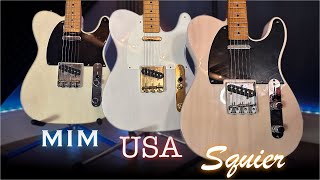 Telecaster Shootout Squier Classic Vibe vs MIM vs USA [upl. by Dyun]