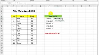 Rumus Persentile di Excel 2016 [upl. by Hoo368]