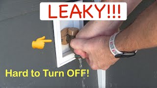 Leaky Outdoor Faucet Repair  Hard to Turn OFF Stem Washer Replacement [upl. by Aleuname321]