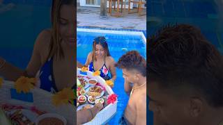 First time kiya floating breakfast 😍 ytshorts sonadey maldives viralvideo ￼ [upl. by Treborsemaj]