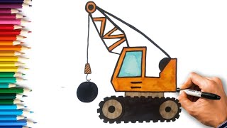 Easy Wrecking Ball Crane Drawing Step by Step Tutorial [upl. by Saleme512]