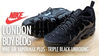 Nike Air Vapormax Plus Triple Black  Unboxing [upl. by Legnalos]