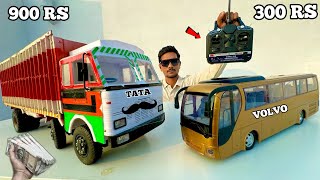 Rc Tata Truck Vs Volvo Bus  Heavy load Test [upl. by Enidlareg115]