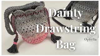 Crochet Drawstring Bag Tutorial  Dainty Drawstring Bag  1 Cotton Cake project [upl. by Orabla]