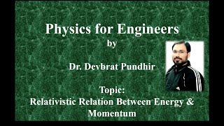 Relativistic Relation Between Energy amp Momentum [upl. by Senecal]