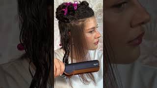 DYSON AIRSTRAIT TUTORIAL ON CURLY HAIR [upl. by Elvia]