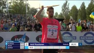 Kalevan Kisat Finnish Nationals Kuopio Finland 382014 Men´s Javelin Throw Final [upl. by Varipapa]